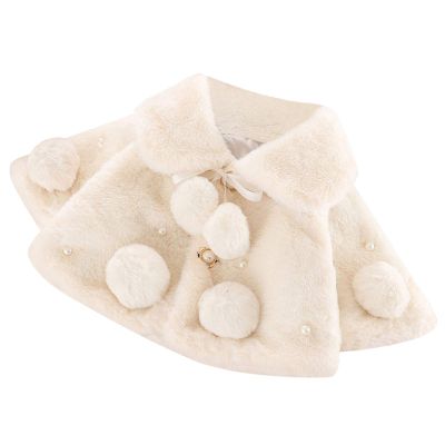 Ikevan Faux Fur Coat Shawl Cloak Toddler Baby Girls Winter Cute Soild Plush Thick Cape Windproof Coat Warm Cloak 0-3T (White, 12-24 Months)
