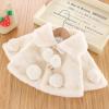 Ikevan Faux Fur Coat Shawl Cloak Toddler Baby Girls Winter Cute Soild Plush Thick Cape Windproof Coat Warm Cloak 0-3T (White, 12-24 Months) view 2