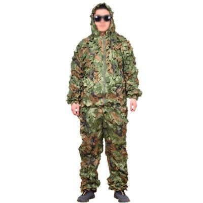 Splenlife Bush Costume Adult, 3D Leafy Camo Suit Camouflage Suit Airsoft Sniper Clothing Lightweight Hunting Camouflage Woodland Green Maple Leaf Clothes Camouflage Tactical Sniper,Men Woman Adults