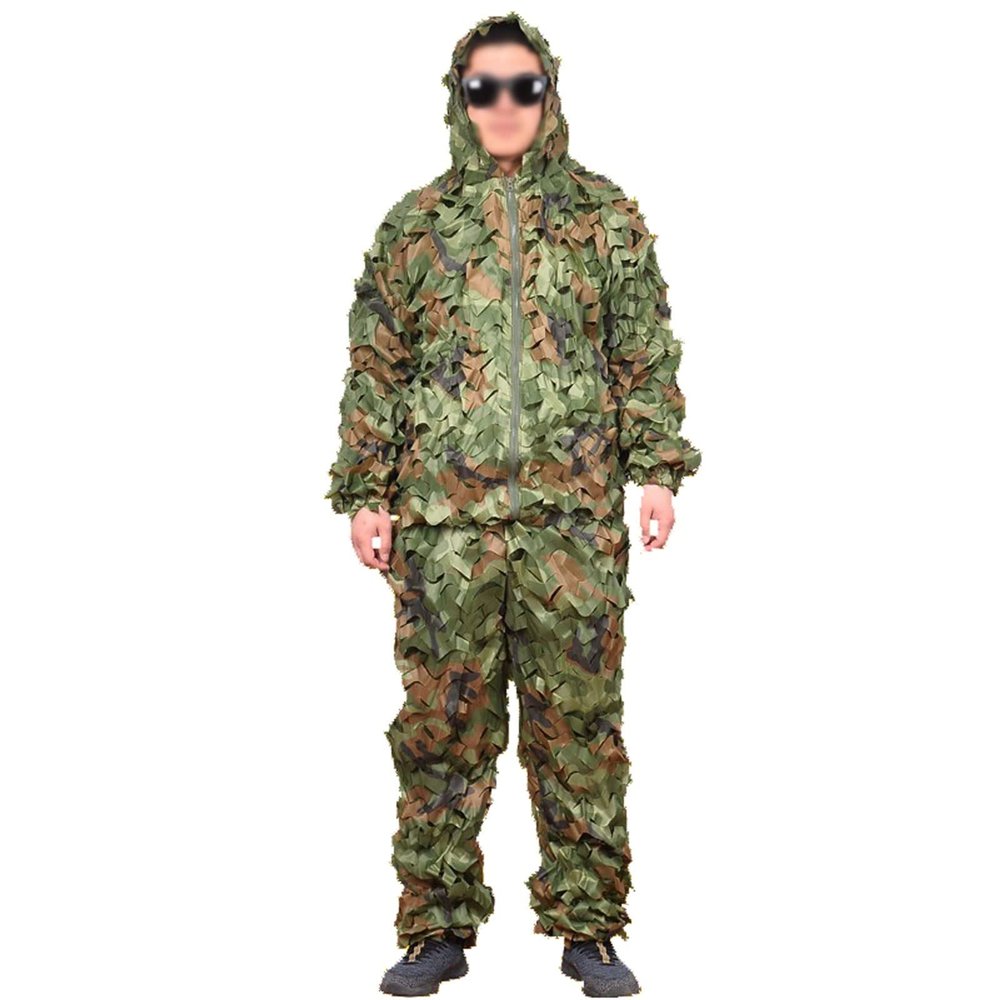 Splenlife Bush Costume Adult, 3D Leafy Camo Suit Camouflage Suit Airsoft Sniper Clothing Lightweight Hunting Camouflage Woodland Green Maple Leaf Clothes Camouflage Tactical Sniper,Men Woman Adults