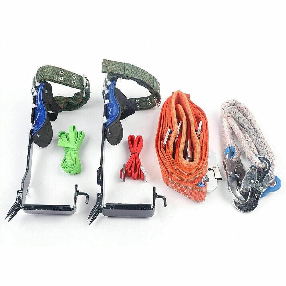 TFCFL Tree Climbing Spike Set, Adjustable Two-Gear Pole Climbing Spike Safety Belt Straps Tree Climbing Tool Kits Loading 100KG