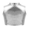 Aislor Kids Big Girls Shiny Metallic Crop Tank Tops Racer Back Dance Athletic Sports Bra Silver B 12 Years view 2