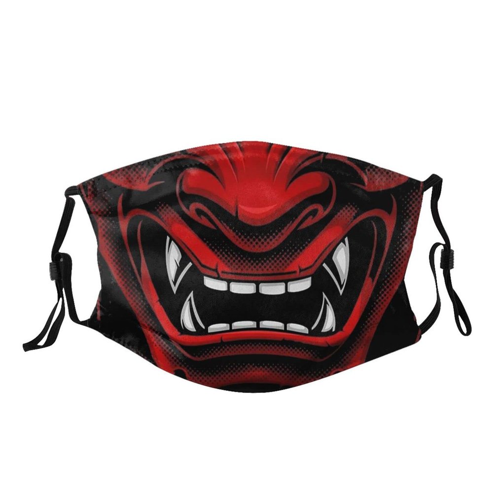 Cool Japanese Demon Face Mask Balaclava Reusable Masks For Adult Teens Kids, 2 Filters M