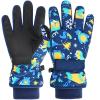 Azarxis Kids Ski Gloves Toddler Winter Cold Weather Warm Snow Mittens Windproof for Boys Girls Snowboarding Sledding Cycling (Navy Blue, 7-9 Years Old) view 1
