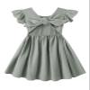 Dutebare Toddler Baby Girls Dress Cotton Linen Ruffle Sleeveless Halter Kids Casual Beach Dresses Grey Green 130 view 1