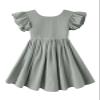 Dutebare Toddler Baby Girls Dress Cotton Linen Ruffle Sleeveless Halter Kids Casual Beach Dresses Grey Green 130 view 3
