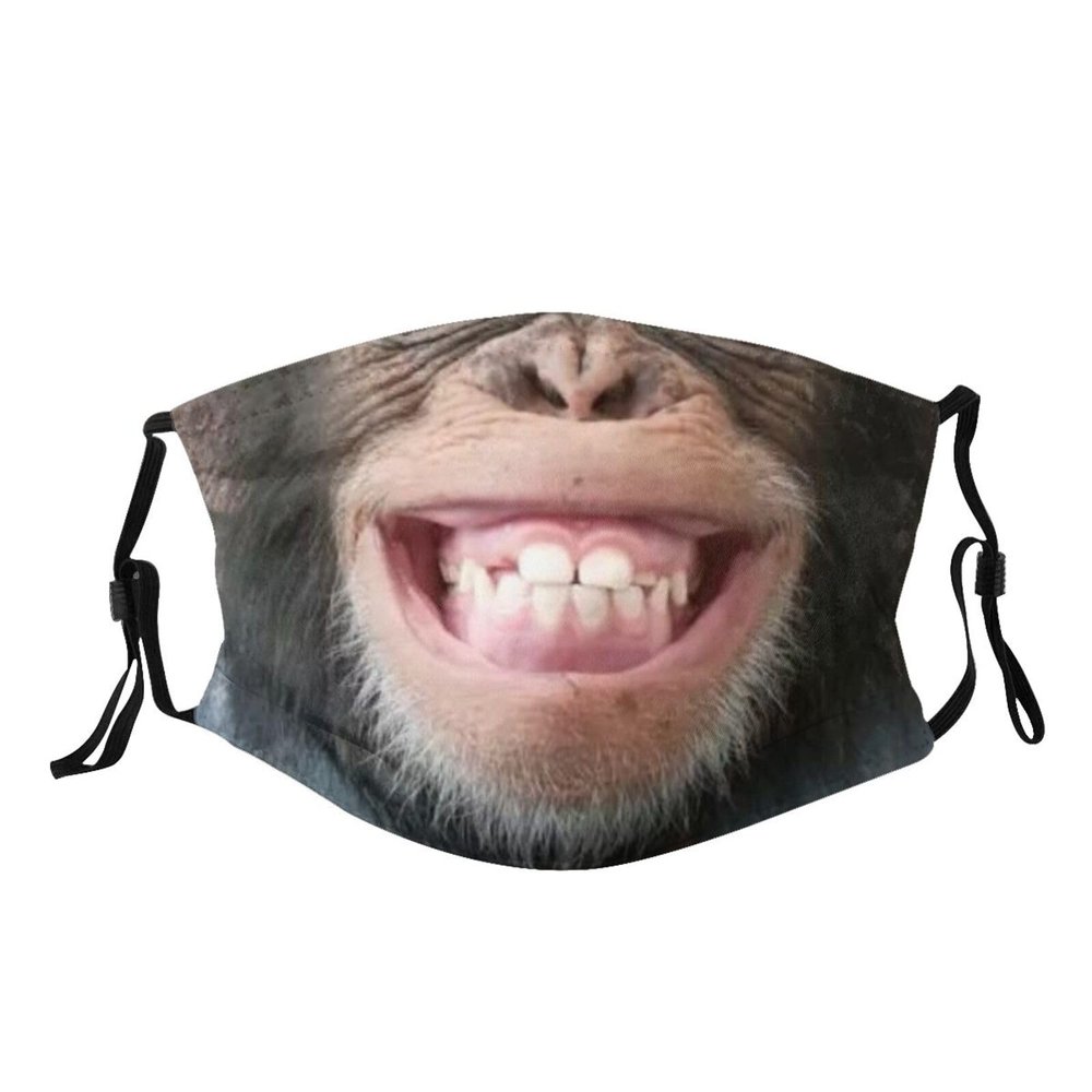 Cute Monkey Mouth Lip Pattern Face Mask Reusable 5 Layers Balaclava Bandana For Teens Adult, 2 Filters M