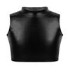 Aislor Kids Big Girls Shiny Metallic Crop Tank Tops Racer Back Dance Athletic Sports Bra Black B 12 Years view 1