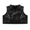 Aislor Kids Big Girls Shiny Metallic Crop Tank Tops Racer Back Dance Athletic Sports Bra Black B 12 Years view 3