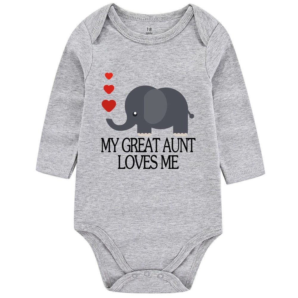shlrzy My Great Aunt Loves Me Baby Boy Clothes Unisex Funny Baby Girl Bodysuits 0-3 months graylong