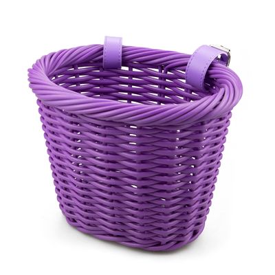 MEGHNA Woven Mini Purple Bike Basket for Kids Bike Handlebar Bike Basket for Women Girl for Scooter, Purple