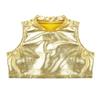 Aislor Kids Big Girls Shiny Metallic Crop Tank Tops Racer Back Dance Athletic Sports Bra Gold B 12 Years view 3