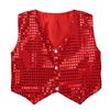 Yihuimin Unisex Boys Girls Sequins Waistcoat Dance Vest for Hiphop/Jazz/Street Dance Show Jacket Shirts Red 7-8 Years view 1