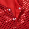 Yihuimin Unisex Boys Girls Sequins Waistcoat Dance Vest for Hiphop/Jazz/Street Dance Show Jacket Shirts Red 7-8 Years view 3