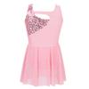 Aislor Kids Big Girls Sparkly Rhinestones Ballet Dance Gymnastic Leotard Tutu Dress Figure Ice Skating Active Dress Pink Hollow 6 Years view 2