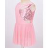 Aislor Kids Big Girls Sparkly Rhinestones Ballet Dance Gymnastic Leotard Tutu Dress Figure Ice Skating Active Dress Pink Hollow 6 Years view 3