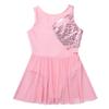 Aislor Kids Big Girls Sparkly Rhinestones Ballet Dance Gymnastic Leotard Tutu Dress Figure Ice Skating Active Dress Pink Hollow 6 Years view 4