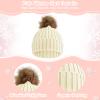 Syhood 4 Pcs Winter Kids Beanie Hat Scarf Gloves Socks Knit Set, White view 3