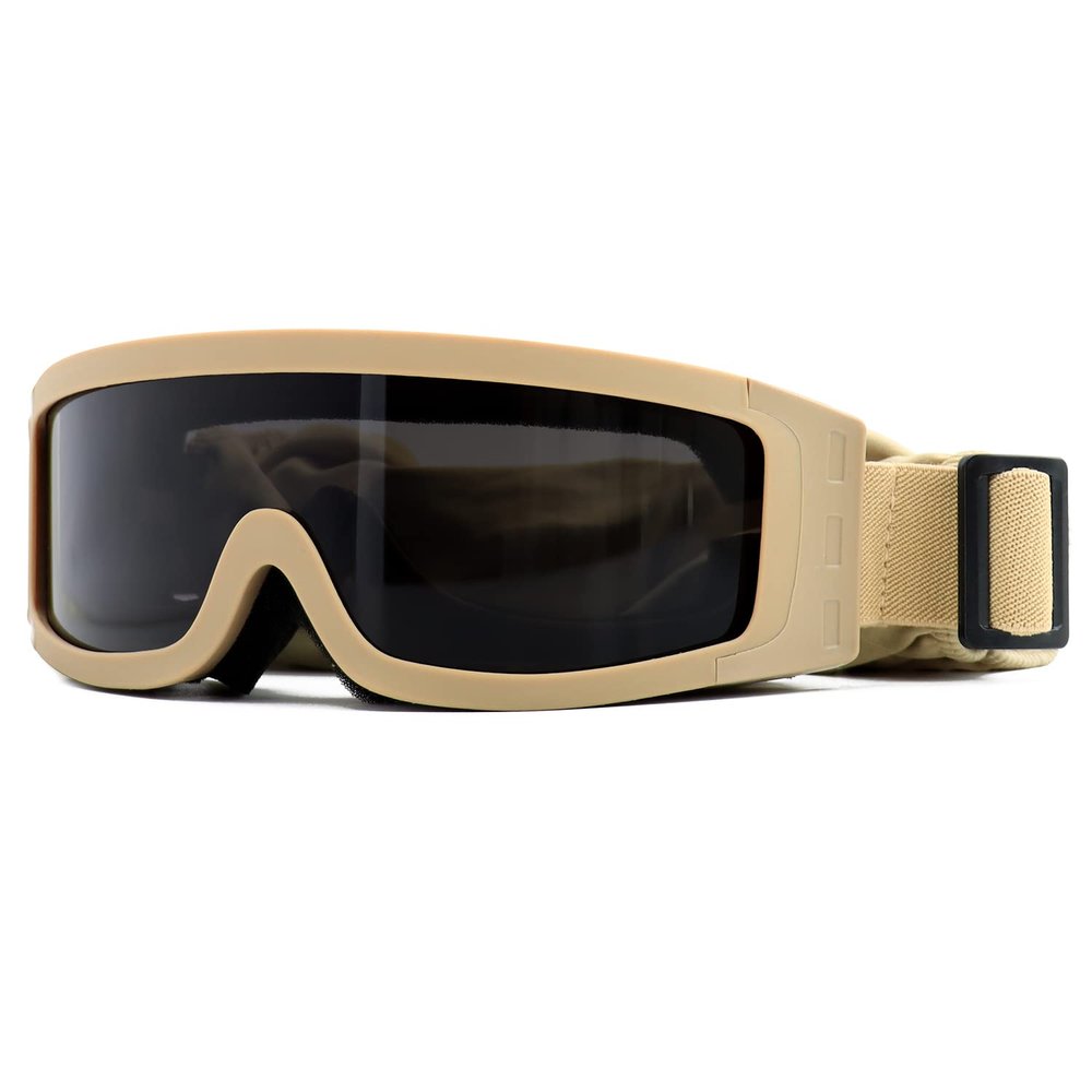 SPOSUNE Airsoft Goggles Anti Fog Army Tactical Goggles with 3 Interchangeable Lens UV400 Protection Over Glasses Airsoft Eye Protection Desert Goggles