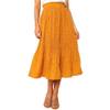 EXLURA Womens High Waist Polka Dot Pleated Skirt Midi Swing Skirt with Pockets Mustard Yellow view 1