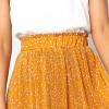 EXLURA Womens High Waist Polka Dot Pleated Skirt Midi Swing Skirt with Pockets Mustard Yellow view 4