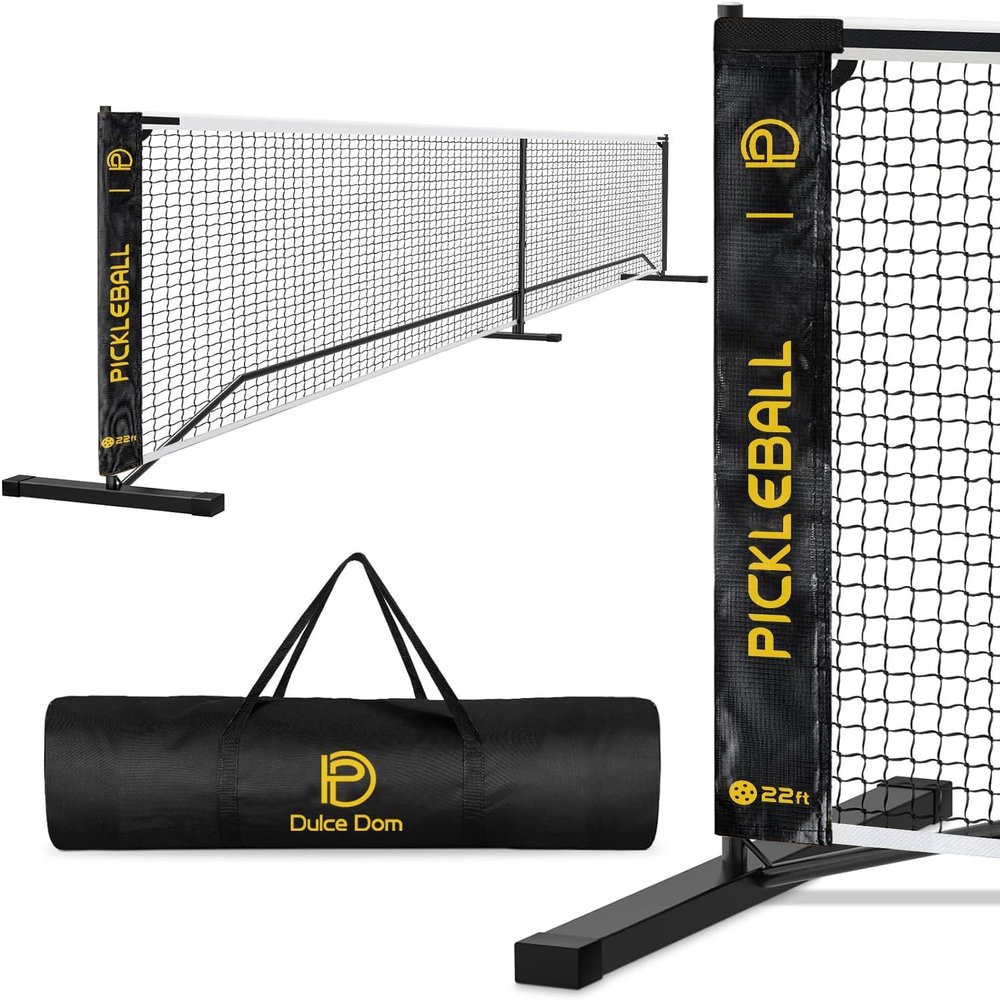 DULCE DOM Pickleball Nets Portable Outdoor, 22 FT Pickleball Net USAPA Regulation Size, Pickle Ball Game Net System with Carrying Bag for Driveway Backyards