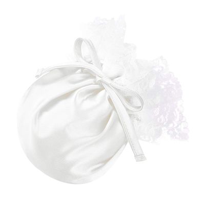 easyforever Men's Floral Lace Trim Drawstring Bulge Pouch Panties Sissy Frilly Satin C-String Briefs Underwear White One Size