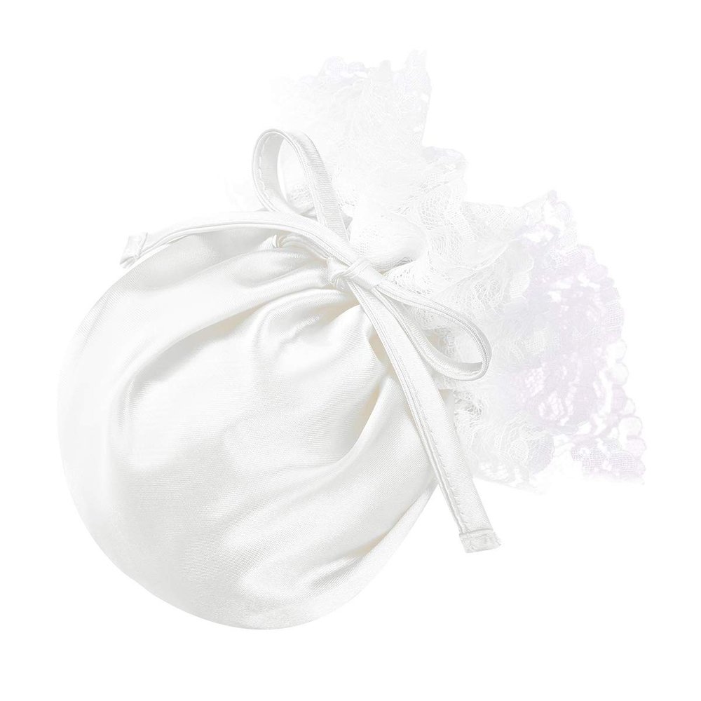 easyforever Men's Floral Lace Trim Drawstring Bulge Pouch Panties Sissy Frilly Satin C-String Briefs Underwear White One Size