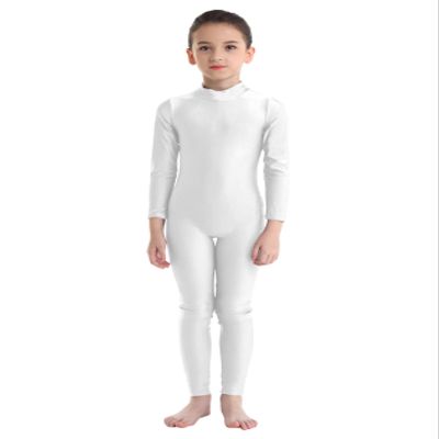Manyakai Kids Boys Girls Spandex Turtleneck Long Sleeve Unitard Jumpsuit Full Length Gymnastic Leotard Ivory 8-10 Years