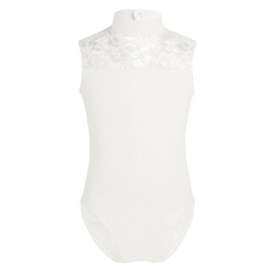 Manyakai Kids Girls Sleeveless Turtleneck Gymnastic Leotard Ballet Dance Biketard Athletic Tank Tops Ivory 9-10 Years