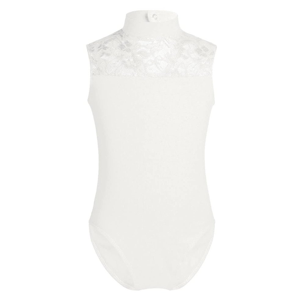 Manyakai Kids Girls Sleeveless Turtleneck Gymnastic Leotard Ballet Dance Biketard Athletic Tank Tops Ivory 9-10 Years