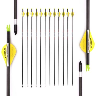 Spine 500 Arrow for 45 Lb Compound Bow 27 Inch Arrow Target Practice Arrow Hunting Arrow Carbon Arrows Adult Youth Archery Indoor Outdoor Shooting Bullet Tip 12pc