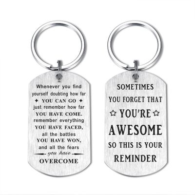 DEGASKEN Inspirational Keychain for Men, Motivational Encouragement Gifts for Men Keychain, Sometimes You Forget You're Awesome, Depression Stress Relief Positive Affirmation Gifts for Women Man