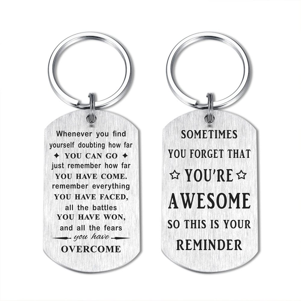 DEGASKEN Inspirational Keychain for Men, Motivational Encouragement Gifts for Men Keychain, Sometimes You Forget You're Awesome, Depression Stress Relief Positive Affirmation Gifts for Women Man