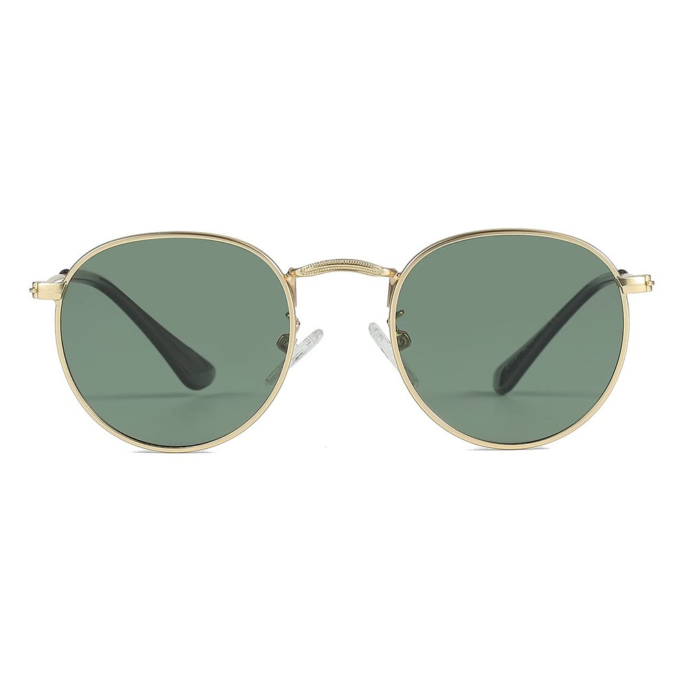 Kids Small Round Polarized Sunglasses for Baby Girls Boys Age 4-10 Classic Metal Frame 100% UV Protection (Gold/G15)