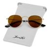 Kids Small Round Polarized Sunglasses for Baby Girls Boys Age 4-10 Classic Metal Frame 100% UV Protection (Gold/Brown) view 2