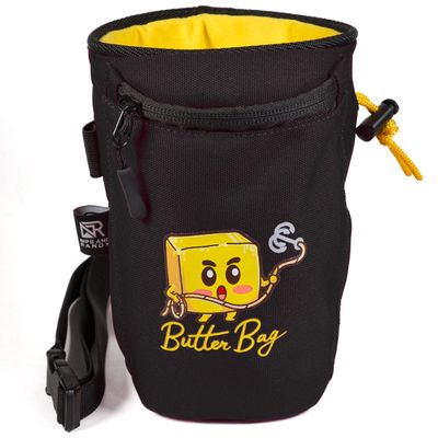 Nips and Randy Chalk Bag Rock Climbing | Bouldering | Butter Bag | Cell Phone Pocket and Adjustable Waist Strap | Cute | Funny | Nips and Randy | Weightlifting | Bodybuilding (Black)