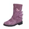 Faux Leather Mid-calf Boots for Women Flat Heel Zipper Lace up Riding Boots Winter Warm Wide Calf Comfy Pull On Boots view 1