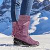 Faux Leather Mid-calf Boots for Women Flat Heel Zipper Lace up Riding Boots Winter Warm Wide Calf Comfy Pull On Boots view 3