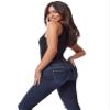 YMI Junior Womens Wannabettabutt 2 Button Mid Rise Distressed Cuffed Denim Jeans (Dark Blue Rips,9) view 2