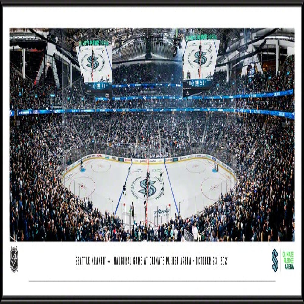 Seattle Kraken, Inaugural Game at Climate Pledge Arena - 40.25x13.75-inch Standard Framed Print by Blakeway Panoramas