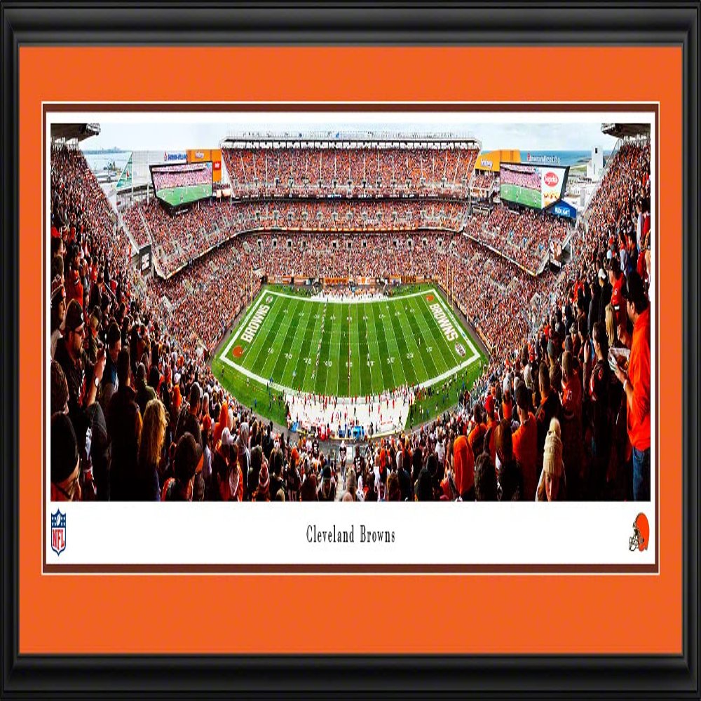 Cleveland Browns (50 yd - day) - 44x18-inch Double Mat, Deluxe Framed Picture by Blakeway Panoramas