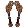 HILASON Leather Spur Strap Western Floral Dark Brown Hand Paint | Straps for Women and Men view 1