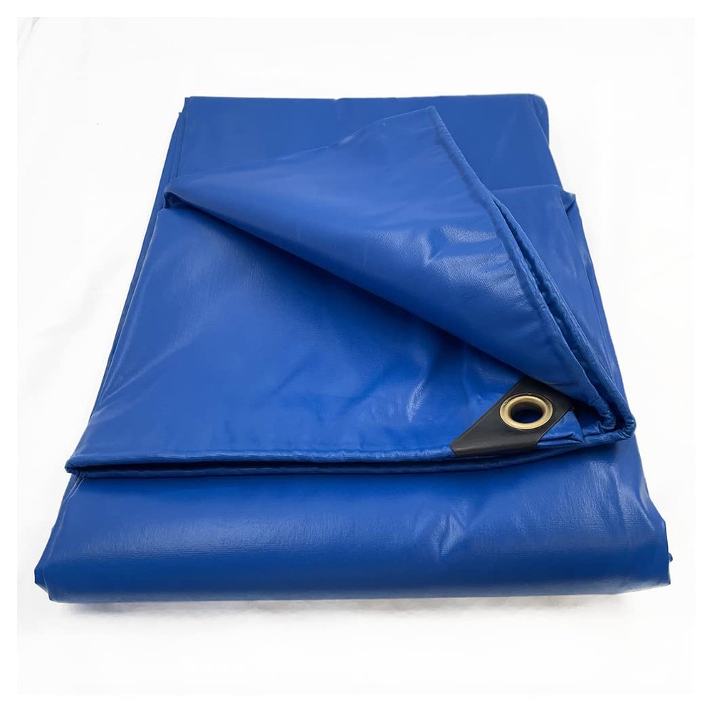 HTTMT- (4.4X6 Feet) 14 Mil Heavy Duty PVC-Coated Tarp Cover for Camping, Awning, Shades, Curtains Tent, Boat, Truck, RV Or Pool Cover Tarpaulin Sheet [P/N: ET-TP01-BLUE]
