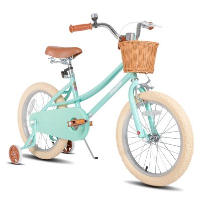JOYSTAR 18 inch Girls Bike Ages 5-8 Years Old Kids (43"-59" Tall), Kids Bike with Training Wheels & Basket, Kids' Bicycle Mint Green