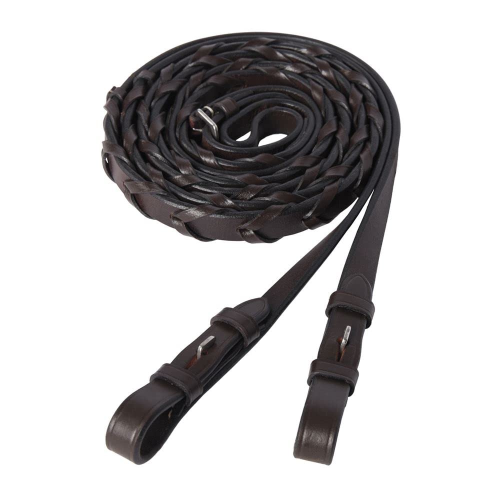 Dover Saddlery TRU-Fit Build-A-Bridle Laced Reins, Color: Chocolate, Size: Cob/Hrs-5/8X54
