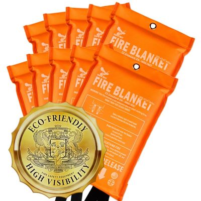 Fire Blanket - 1500F CE Certified Emergency Fire Blanket for Home and Kitchen. 500GSM Fabric & 0.5mm Thick - 100% Fiberglass Fire Extinguisher for Car,Warehouse Office -10pc (47x47 inches) by Supa Ant
