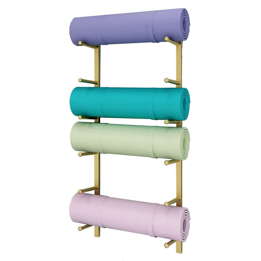 DRSFF Yoga Mat Wall Holder Mount, Foam Rollers, Gym Mats, Yoga Physio Studio Bracket 6-Tier Metal Storage Stand for Home Gym & Studio - Free Adjustment Spacing (Color : C)