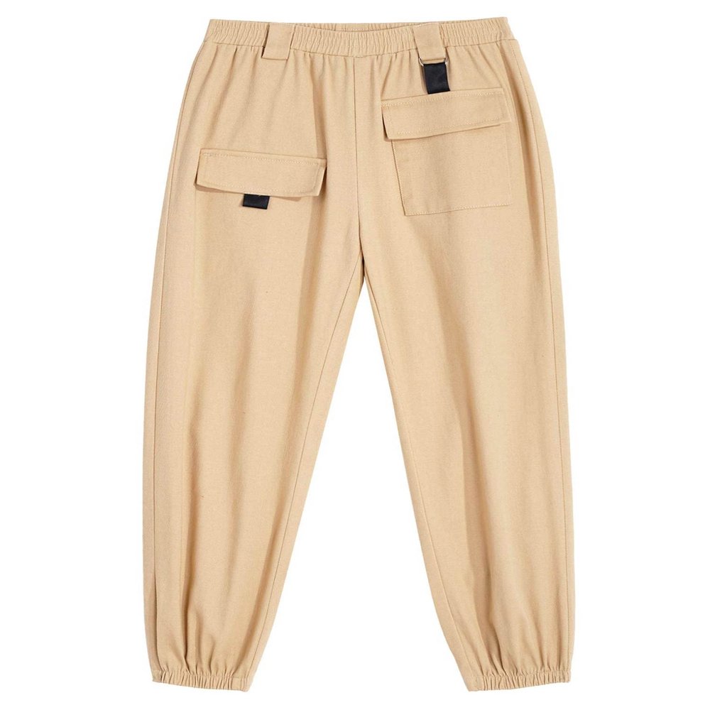 Freebily Kids Girls Active Jogger Cargo Pants with Pockets Exercise Sport Sweatpant Summer Casual Bottoms Khaki_B 10 Years