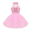 Loloda Little Girls Sequin Sparkly Ballet Dance Dress Tutu Skirted Leotard Ballerina Dancewear Costume Pink 7-8 Years view 1